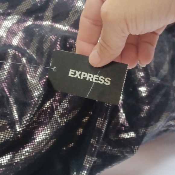 Express Purple/Black Zebra Vneck Tank, Medium, shimmer, nwt, sz S - Picture 6 of 8